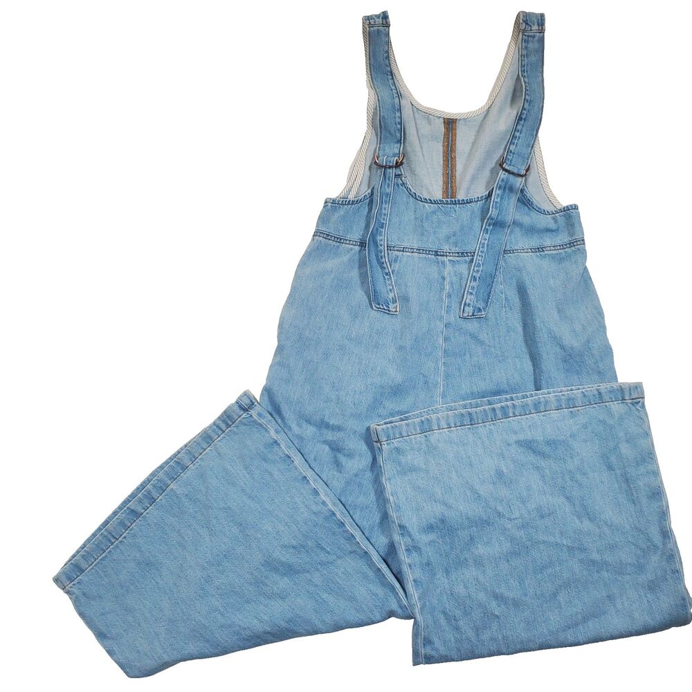 Marine Layer Women Denim Wide Leg Jumpsuit Overalls Size Small Light Wash Layla - Picture 6 of 14